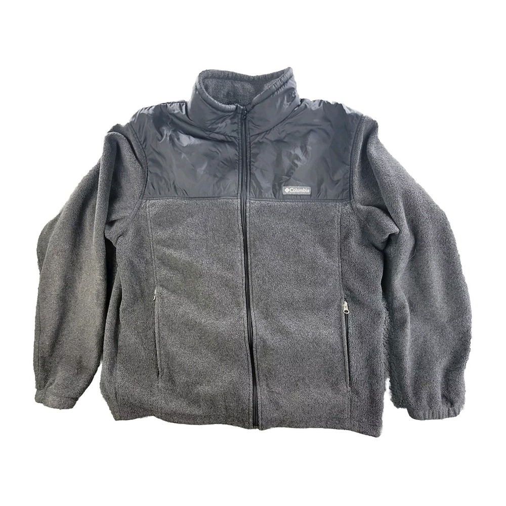 Columbia Sweater Black Gray Mens XL Full Zip Fleece Outdoors‎ Sweatshirt Jacket
